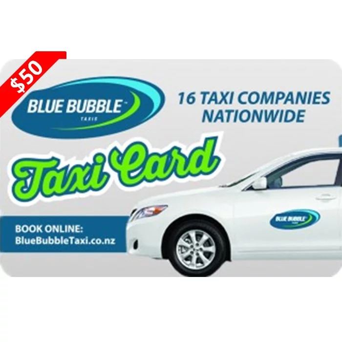 Blue Bubble Taxis $50 NZD Physical Gift Card (Express Delivery)